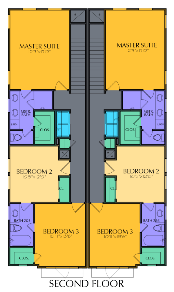 Two Story Duplex Home Plan E9125
