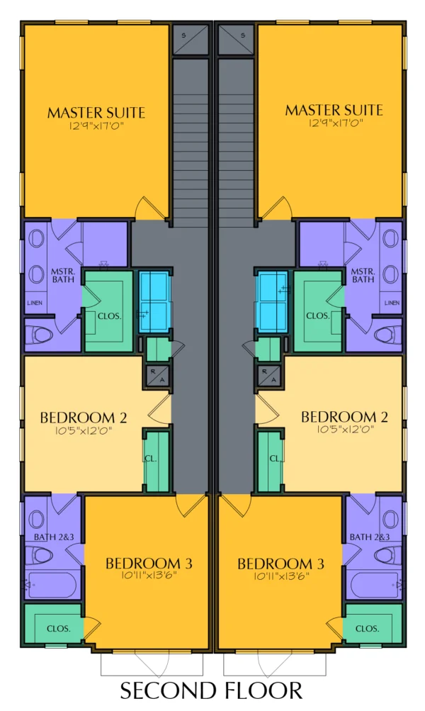 Two Story Duplex Home Plan E9125