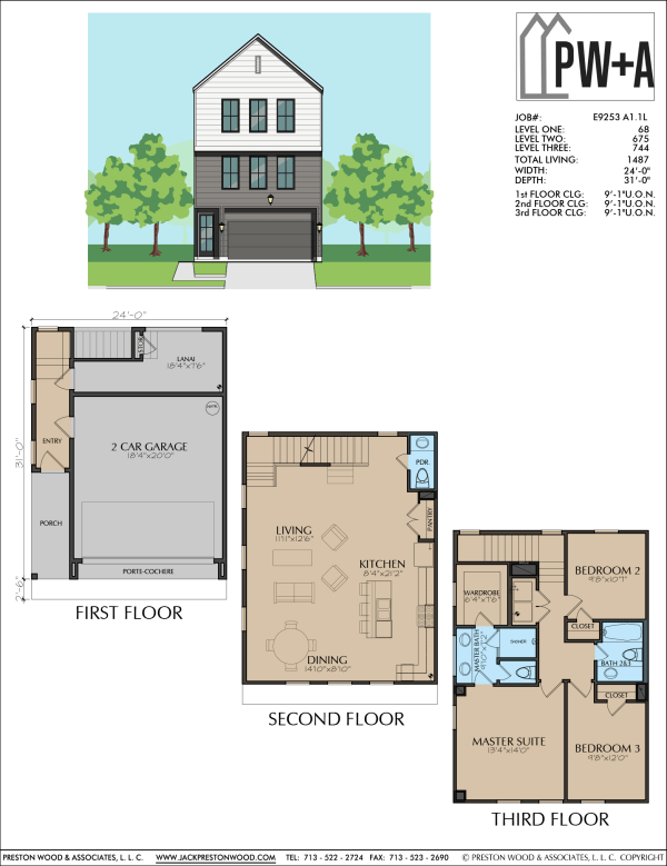 Three Story Townhome Plan E9253 A