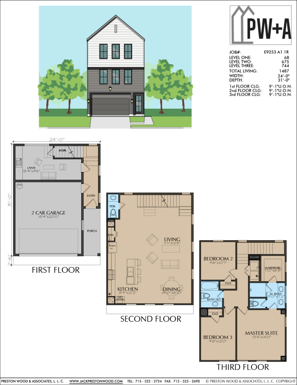 Three Story Townhome Plan E9253 A