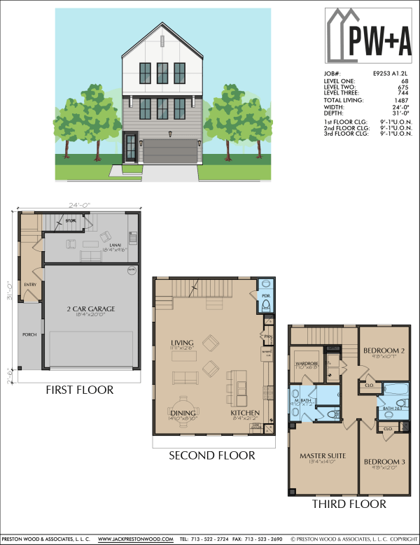 Three Story Townhome Plan E9253 A