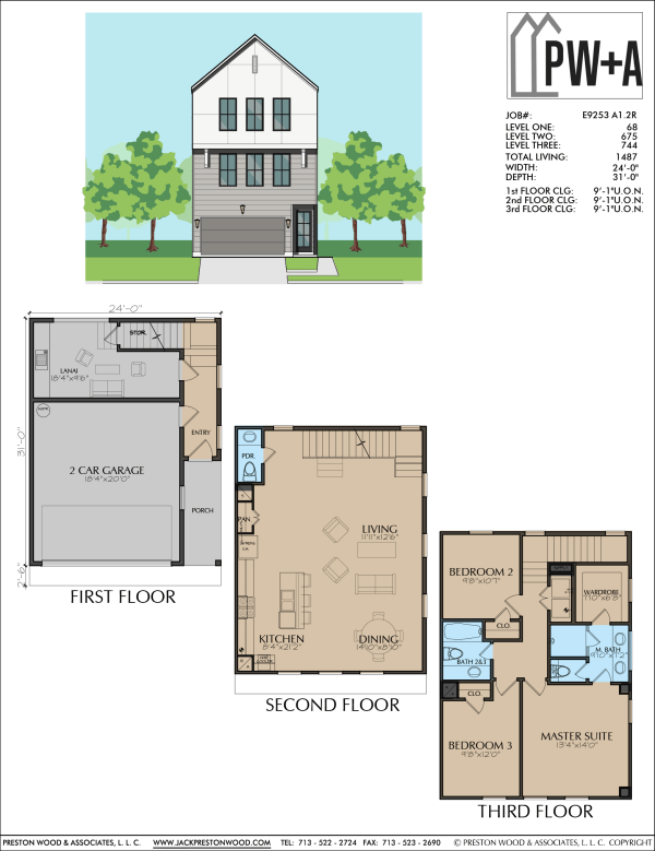 Three Story Townhome Plan E9253 A
