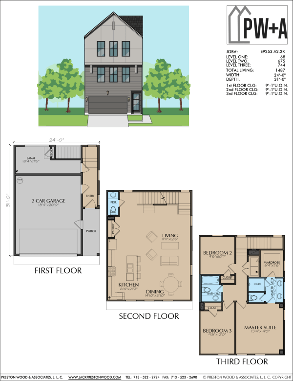 Three Story Townhome Plan E9253 A
