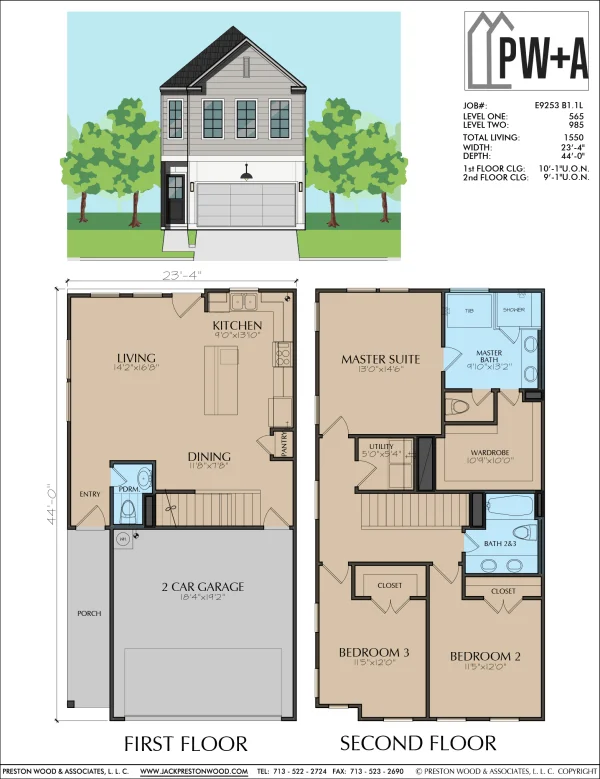 Two Story Townhome Plan E9253 B1
