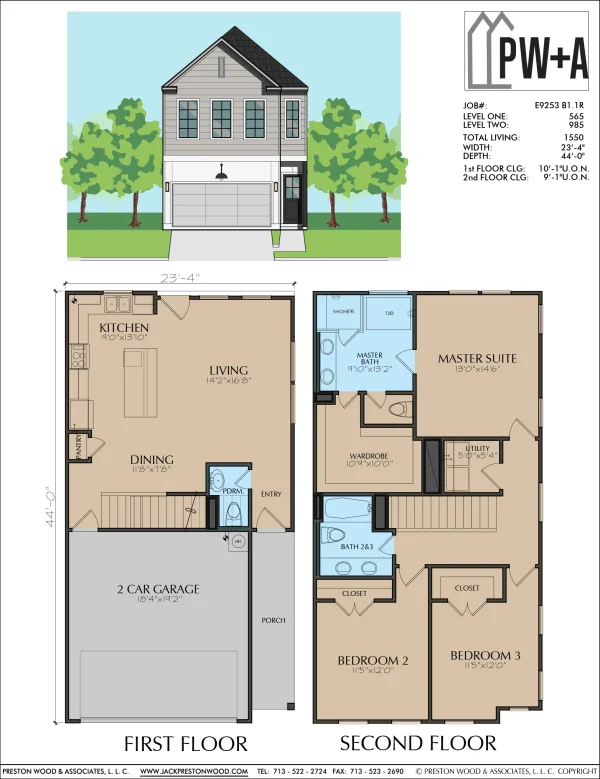 Two Story Townhome Plan E9253 B1