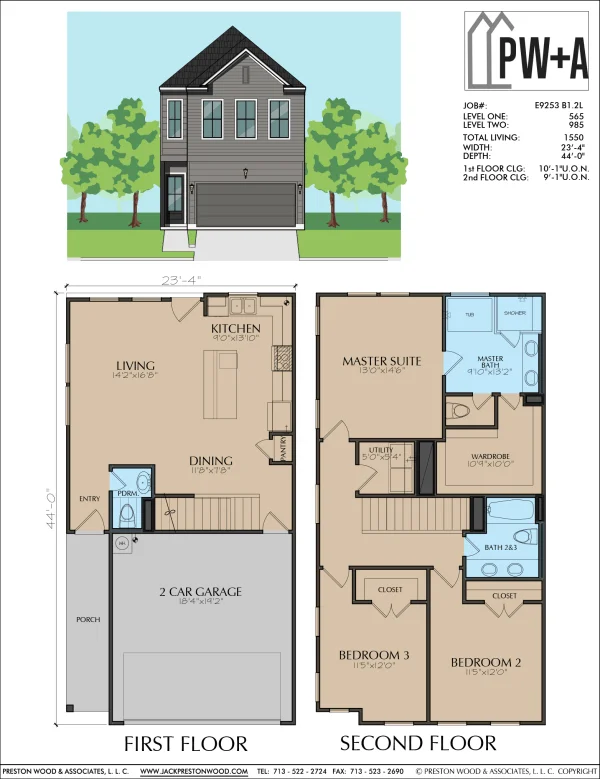 Two Story Townhome Plan E9253 B1
