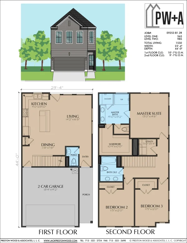Two Story Townhome Plan E9253 B1