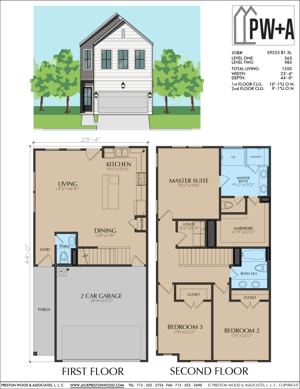 Two Story Townhome Plan E9253 B1
