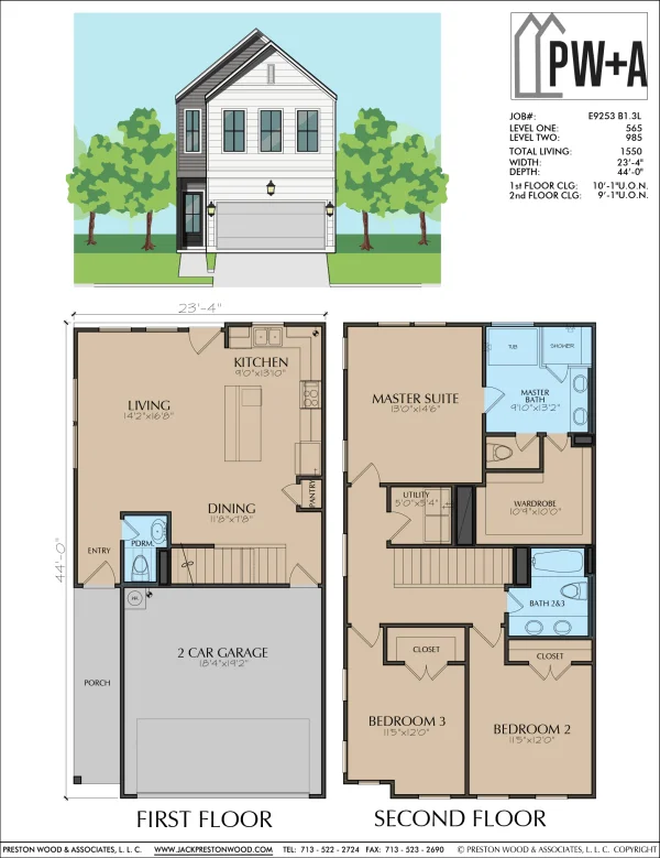 Two Story Townhome Plan E9253 B1