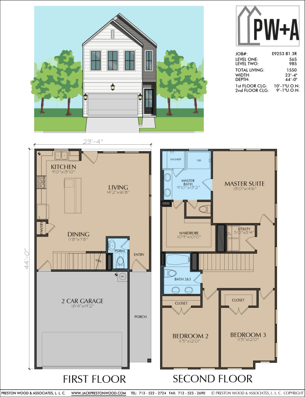 Two Story Townhome Plan E9253 B1