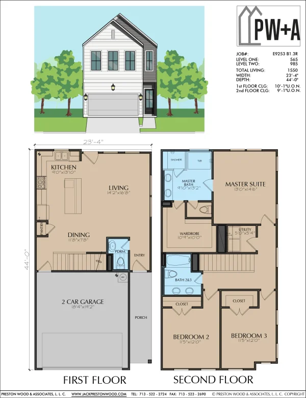 Two Story Townhome Plan E9253 B1