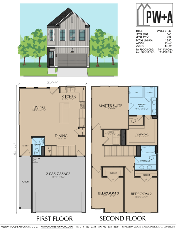 Two Story Townhome Plan E9253 B1