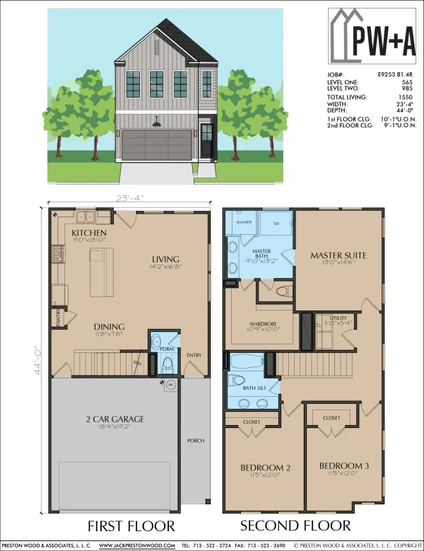 Two Story Townhome Plan E9253 B1