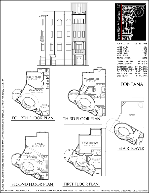 4 1/2 Story Townhome Plan D5182 Fontana