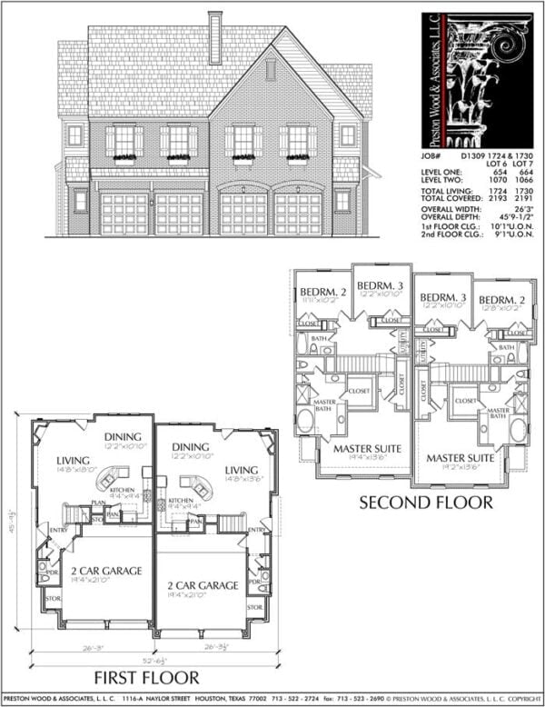 Duplex Townhouse Plan D1309-1724-1730