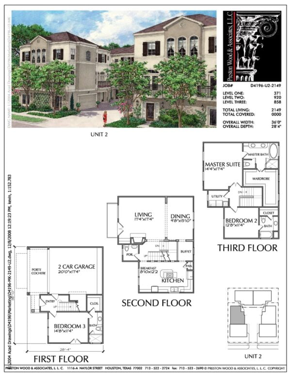 Duplex Townhome Plan D4196 u2