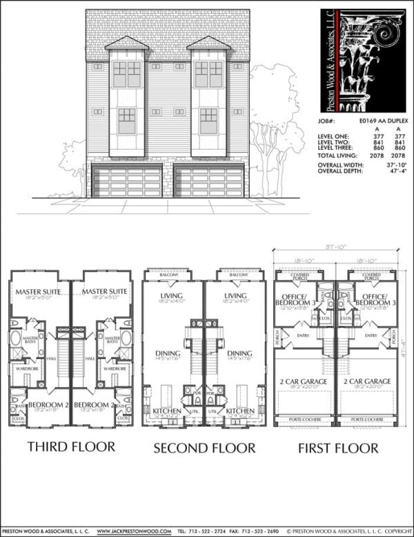 Duplex Townhouse Plan E0169 AA