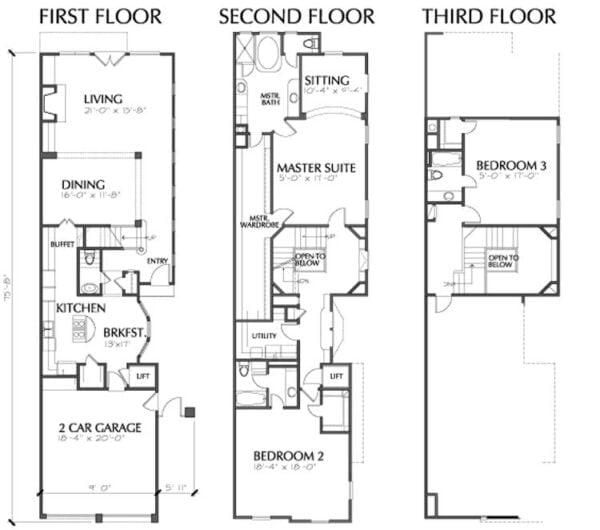 Duplex Townhome Plan C8034 A & B