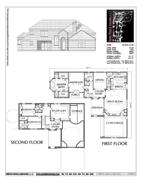 Two Story House Plan C6054
