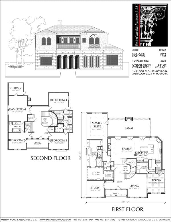 Two Story House Plan E2062