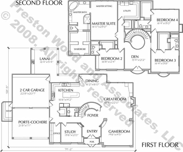 Two Story House Plan D2180