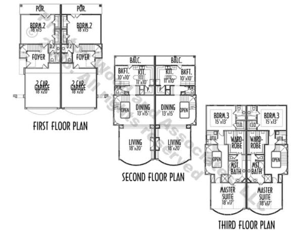 Duplex Townhome Plan aC7048