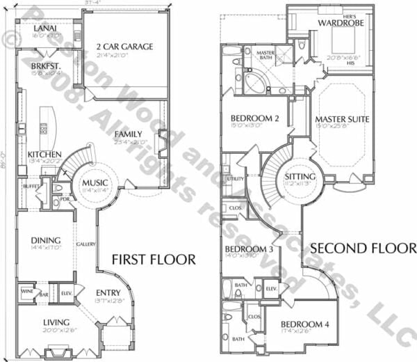 Two Story House Plan D5195