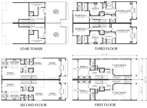 Duplex Townhouse Plan E1052