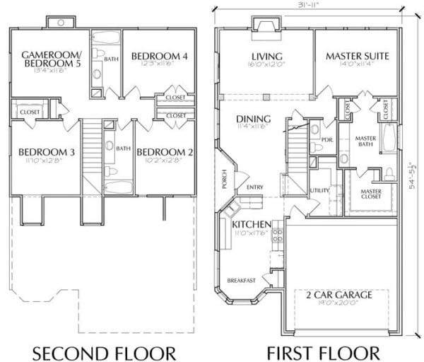 Two Story House Plan E0174
