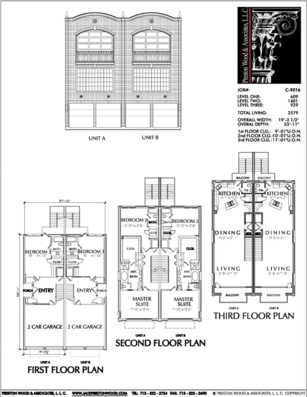 Duplex Townhouse Plan C9016 A & B