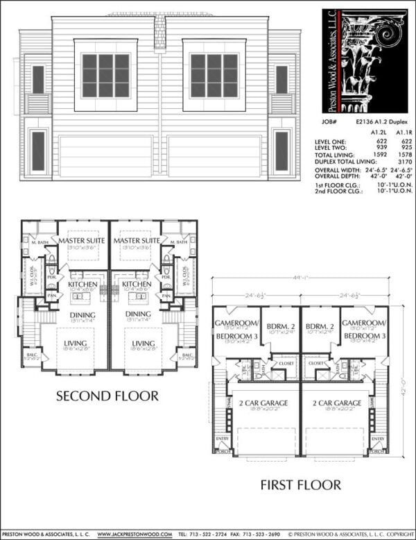 Duplex Townhouse Plan E2136 A1.2