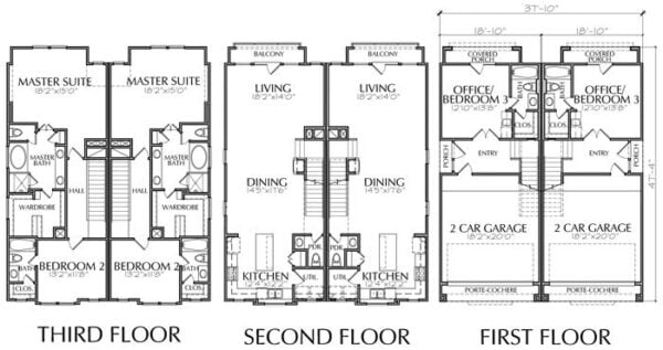 Duplex Townhouse Plan E0169 AA