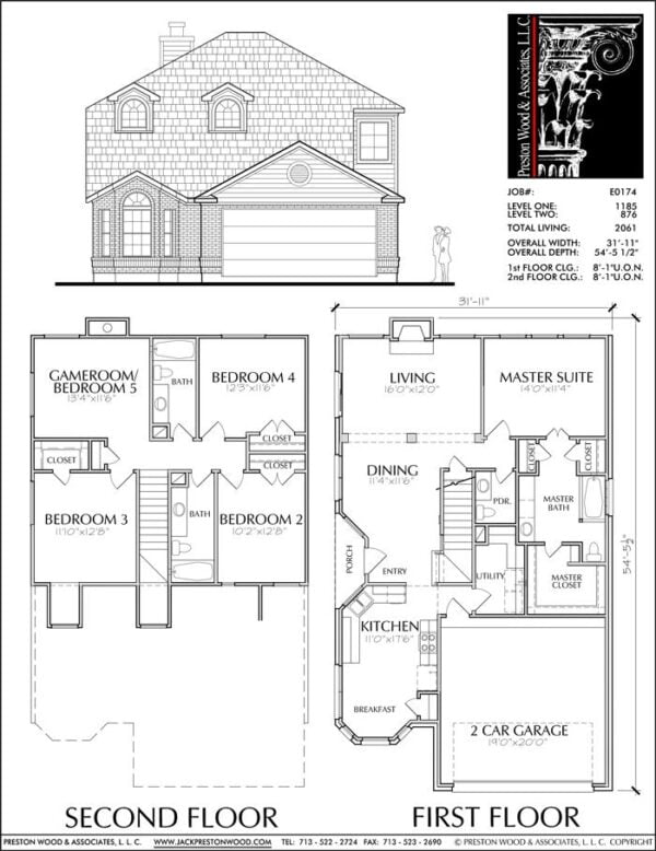 Two Story House Plan E0174