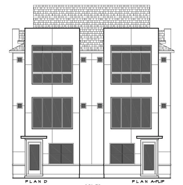Duplex Townhouse Plan D7033 D & A Flip
