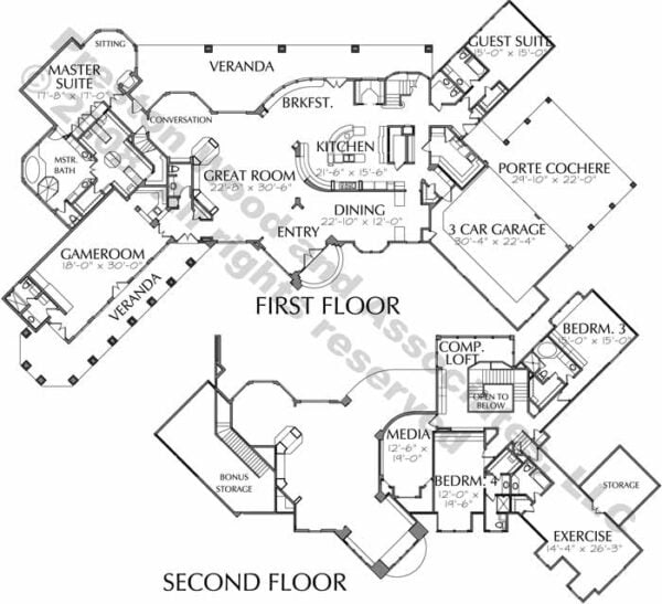 Two Story House Plan C6291