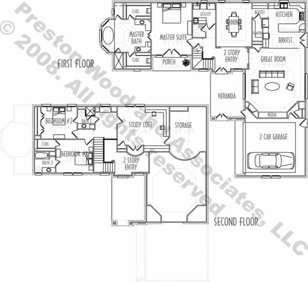 Two Story House Plan C6054