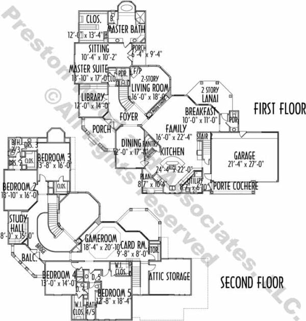 Two Story House Plan C7138