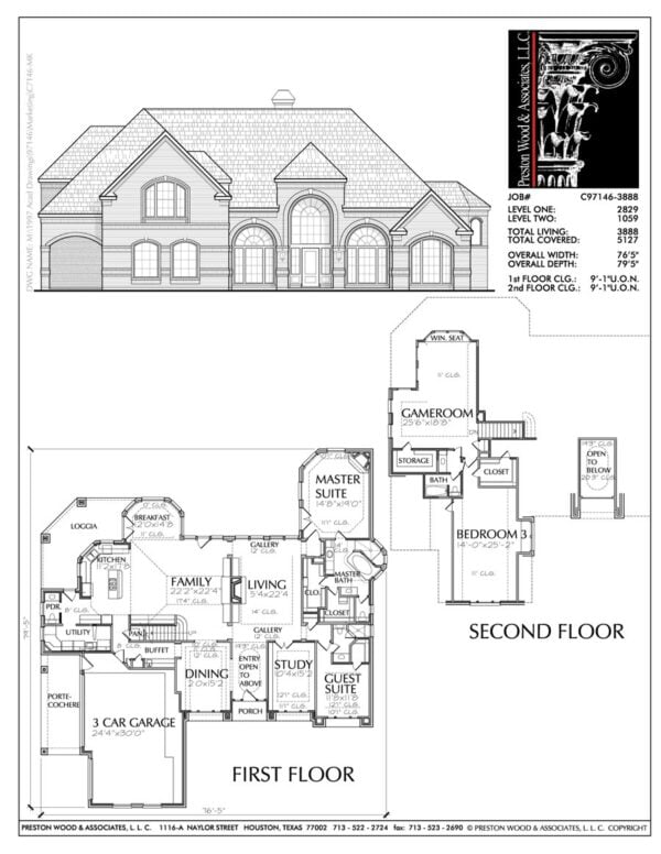 Two Story House Plan C7146