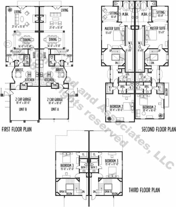 Duplex Townhome Plan C6295 A