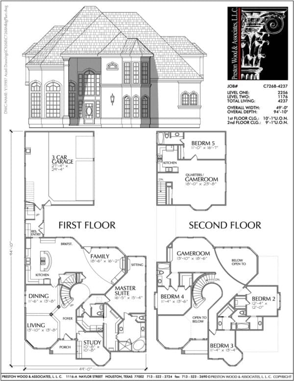 Two Story House Plan C7268