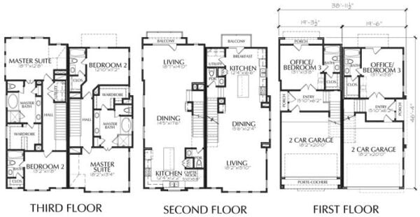 Duplex Townhouse Plan E0170 A&C