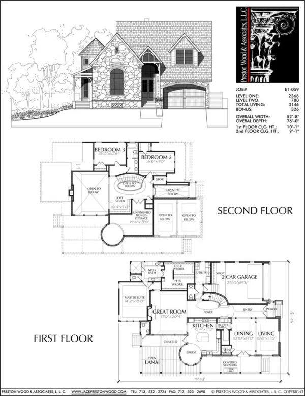 Two Story House Plan E1059