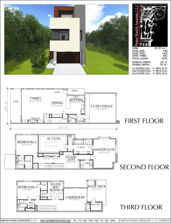 Townhouse Plan E3107 A1.1