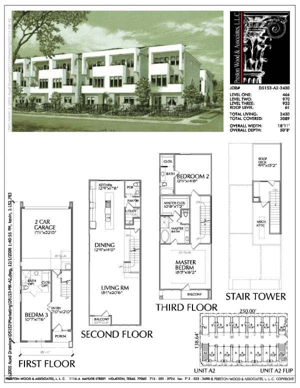 Duplex Townhouse Plan D5153 A2 & A Flipped