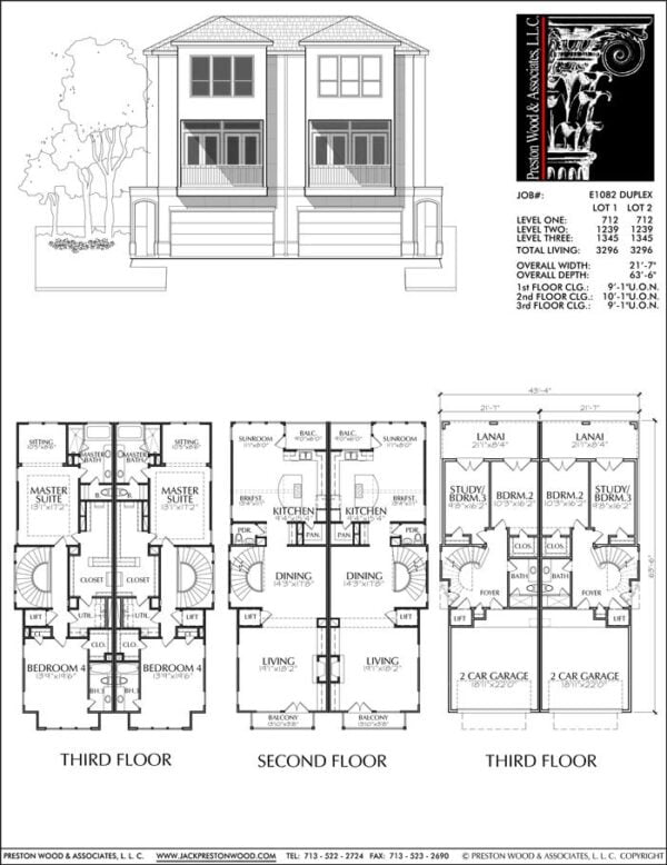 Duplex Townhouse Plan E1082