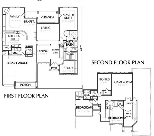 Two Story House Plan C7266