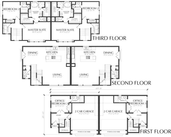 Duplex Townhouse Plan E3372 A1.1