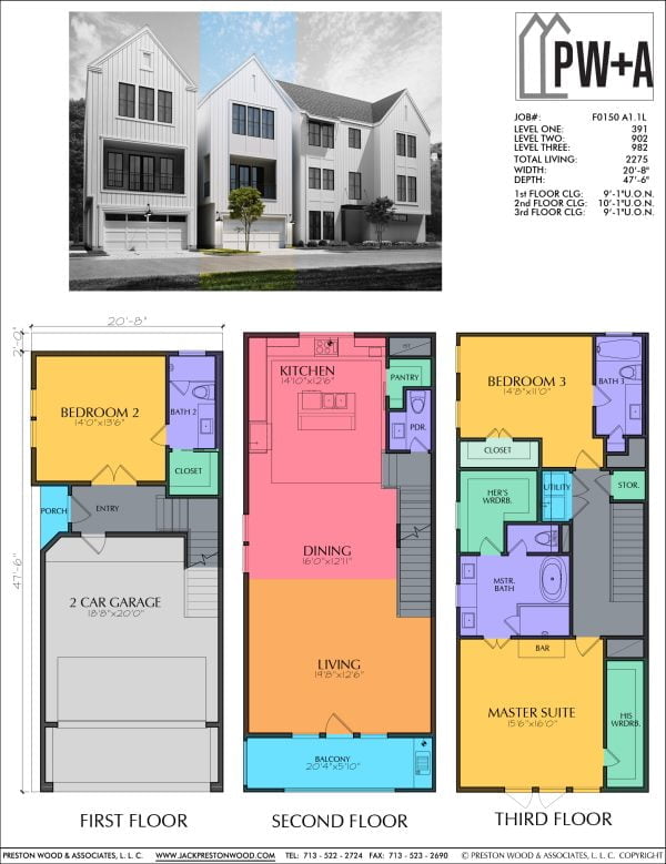 Three Story Townhome Plan F0150 A1.1L