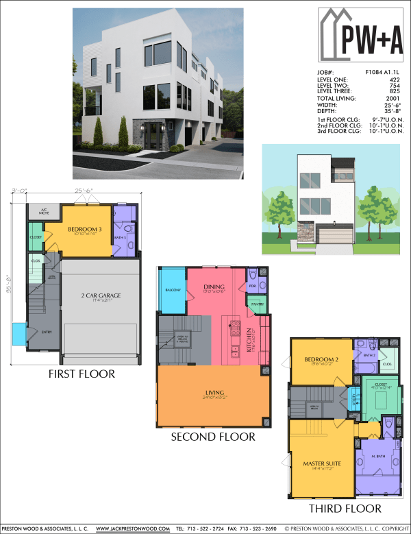 Three Story Townhome Plan F1084 A1.1L