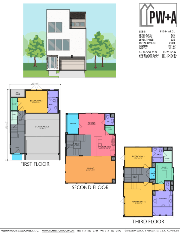 Three Story Townhome Plan F1084 A1.2